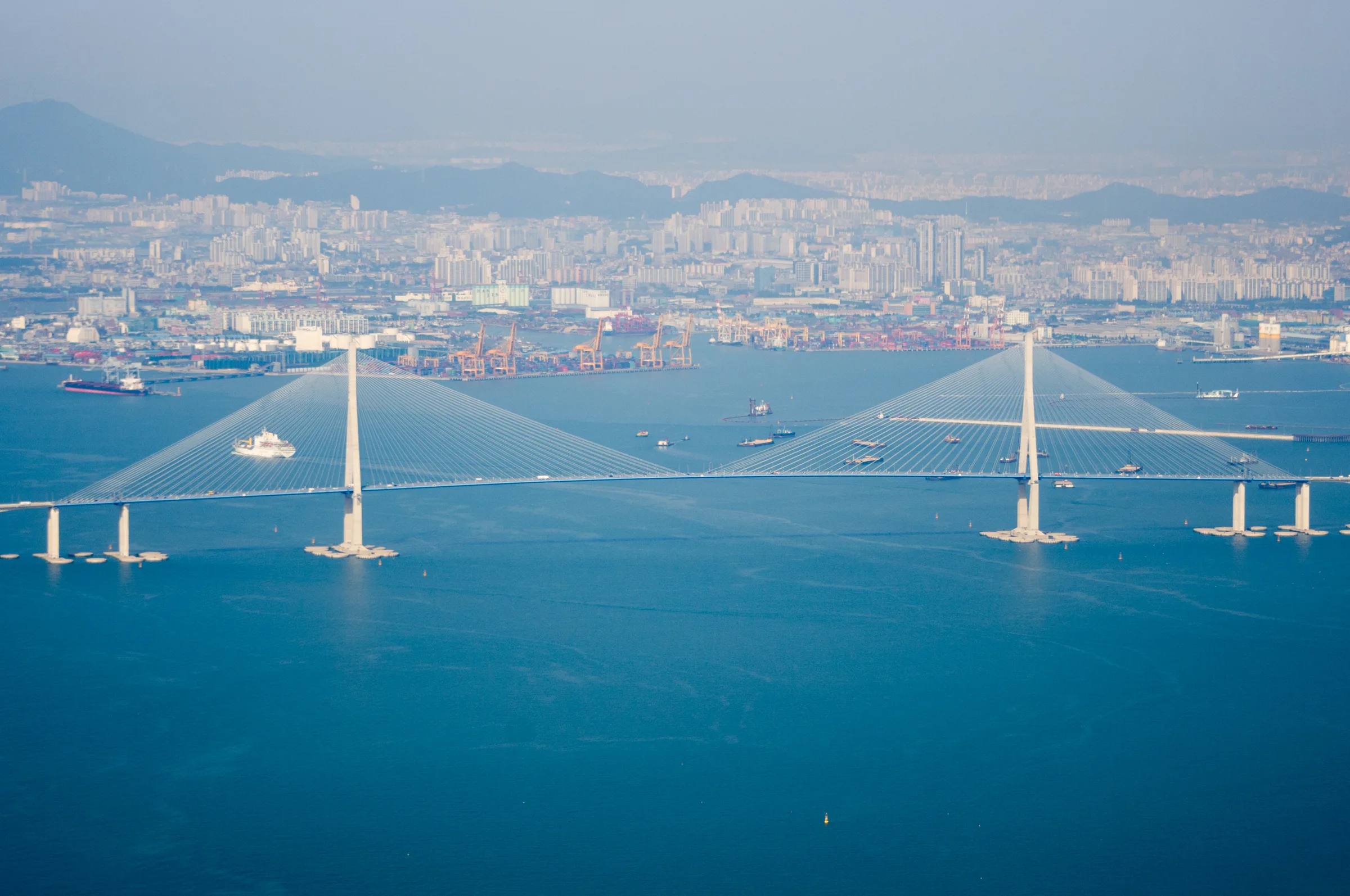 Aerial view of Incheon Grand Bridge